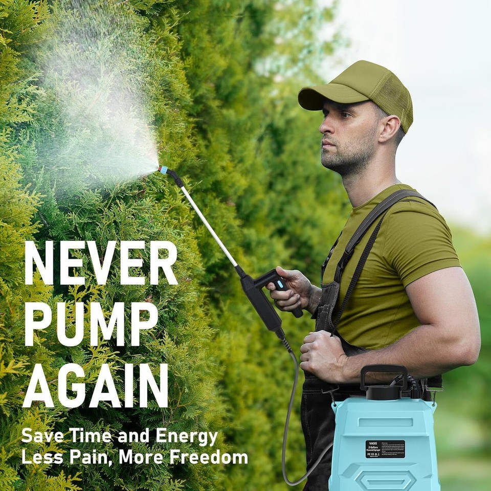 1.3 Gallon Battery-Powered Backpack Sprayer - Electric Garden Sprayer With 3 Nozzles, Adjustable Pressure & Telescopic Wand