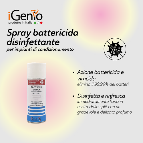 Spray battericida disinfettante per impianti di condizionamento, art.911 -iGenio - Foto 2 di 2