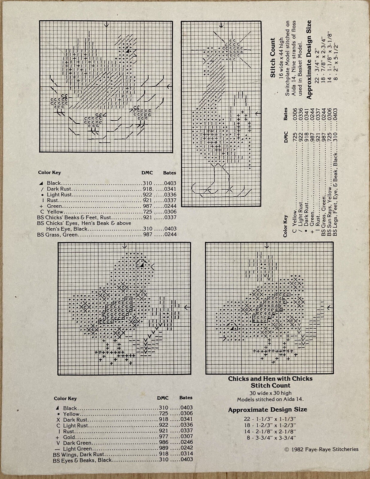 Chicken Stitchin by Faye Raye Stitcheries No 6 1982