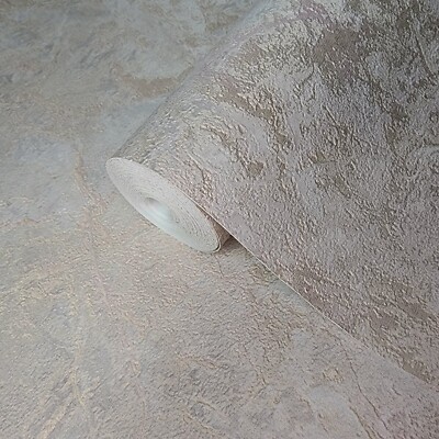 Embossed beige cream rose gold metallic faux plaster textured modern Wallpaper