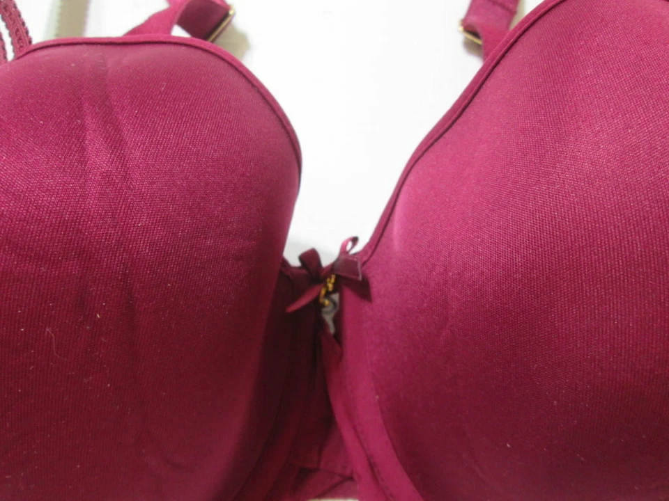 Chantelle Bra Size 34DD Burgundy Underwired Lined Adjustable Strap Lace Lingerie - Image 3 of 4