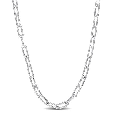 Amour Sterlingsilber 3,5 mm Ausgefallene Büroklammer Kette Halskette - 24 Zoll