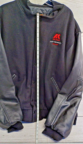 Vintage AK Steel Pipe Shop Bomber Letterman Jacket Wool Leather Men's Size 2X - Picture 8 of 8
