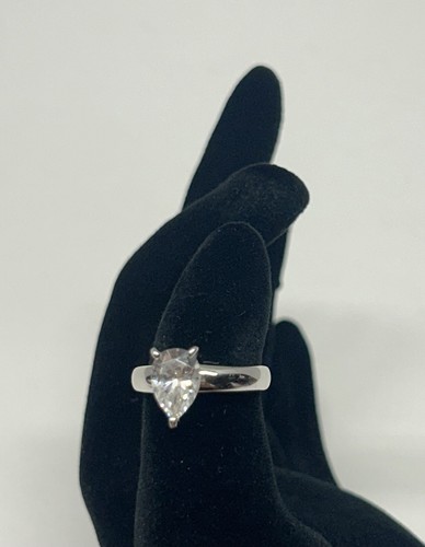 QVC Sterling Silver 1.5 Carat Pear Shaped Diamonique DQCZ Engagement Ring Sz 6.5 - Picture 2 of 7