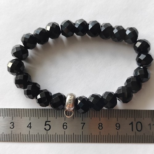 Thomas Sabo Charm Bracelet. Sterling Silver 925. Obsidian Onyx Black Beads, 26g. - Picture 5 of 8
