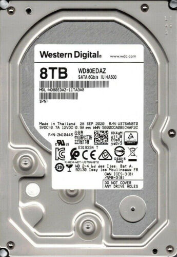 Western Digital 8TB 3,5-calowy wewnętrzny dysk twardy HDD 5400RPM 256MB Pamięć podręczna WD80EDAZ - Zdjęcie 1 z 1