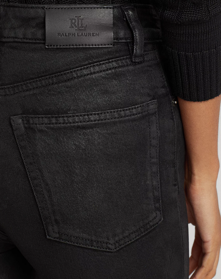 Lauren Ralph Lauren Women Coated-Denim High-Rise Boot Jeans Black