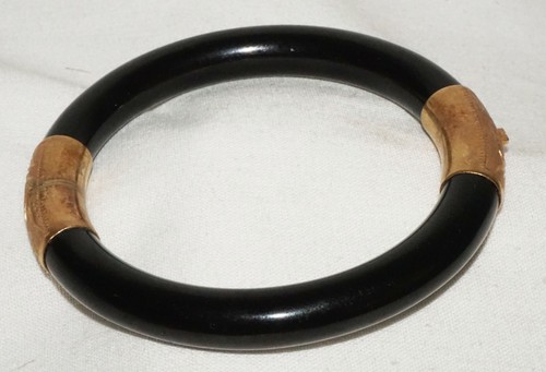 Vintage chinesisches 14k Gelbgold Set schwarz Korallenarmreif (LeS) L25 - Bild 6 von 20