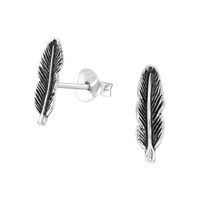 1 Paar Ohrringe Ohrstecker 925 Sterling Silber Mit Feder