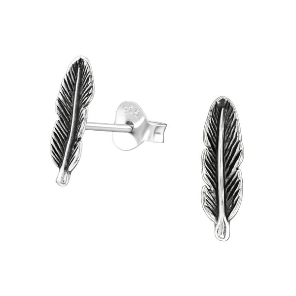1 Paar Ohrringe Ohrstecker 925 Sterling Silber Mit Feder-image