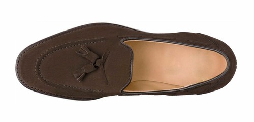 Herren handgefertigte Schuhe hellbraun quastenbraun Wildleder Halbschuhe klassischer Mokassin Slipper - Bild 2 von 4