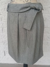 Michael Kors MK Womens Straight Skirt Brown Wool Blend Knee Length w/ Belt Sz 6