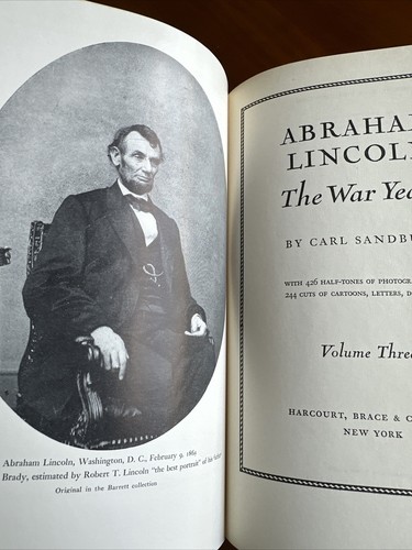 Abraham Lincoln The War Years Vol 3 Carl Sandburg 1939 Hardcover - Picture 5 of 9