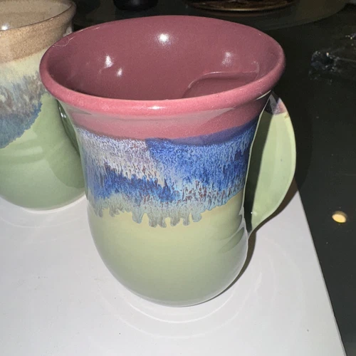 Pair of Hand Neher Warming Drip Glaze Pottery Coffee Cup Mugs