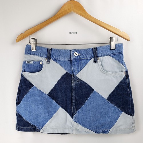 Minifalda THE RAGGED PRIEST Y2K tiro bajo retazos 100 % algodón denim micro $60 - Imagen 1 de 10