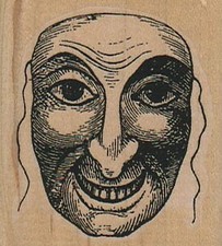 Smiley Mask 2 x 2" Rubber Stamp, Halloween Stamp, Halloween Crafts