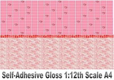 Dolls House Wallpaper Self-Adhesive Pink Rose Split Design Tiles Landscape
