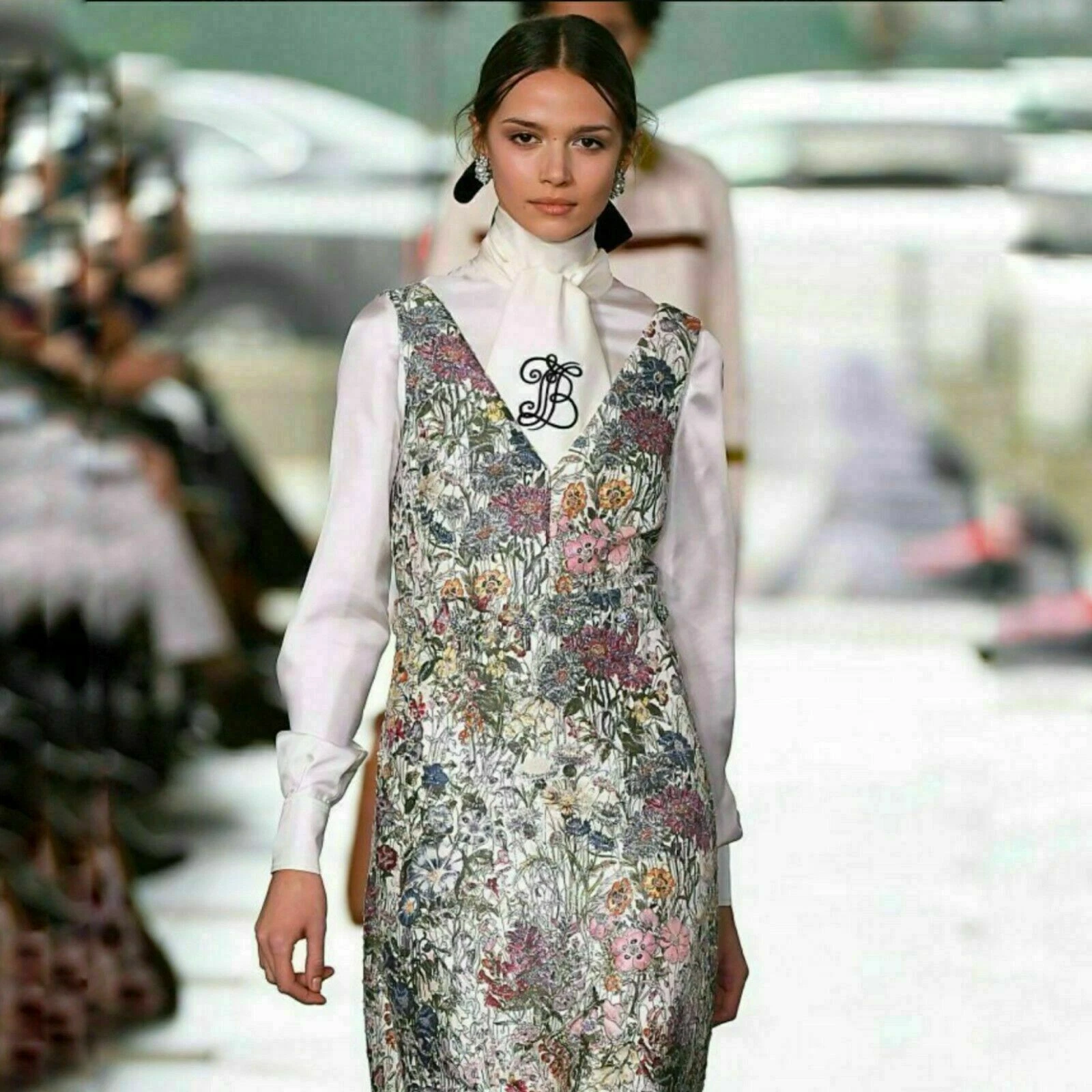 $1998 NUOVO Tory Burch RONDA ABITO melodia floreale traslucido paillettes midi 2 RARO