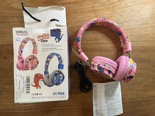 Kids Wireless Headphones bluetooth Pink Hello Dino Travel Tablet PC Mac