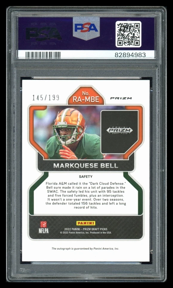 2023 Panini Prizm Draft Picks Auto Markquese Bell #RA-MBE Silver Prizm - Image 2 of 2