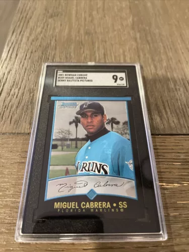 2001 Bowman Chrome XFractor Miguel Cabrera Denny Bautista Picture SGC 9