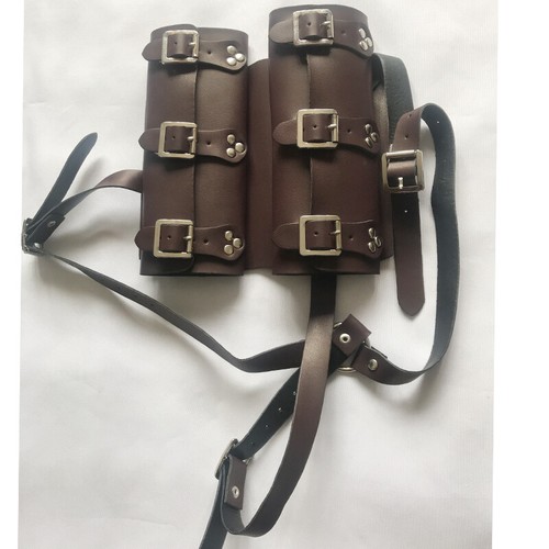 Retro Medieval Cuero Guerrero Cosplay Espalda Vaina Eslinga Doble Espada Soporte - Imagen 8 de 10