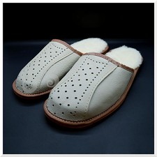100% Genuine Leather Warm Men's Slippers Top Quality 6,7,8, 9, 10, 11, 12 MZ2