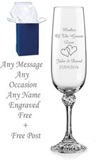 Personalised Engraved Champagne Prosecco Glass Flute Any Message Bridesmaid Gift