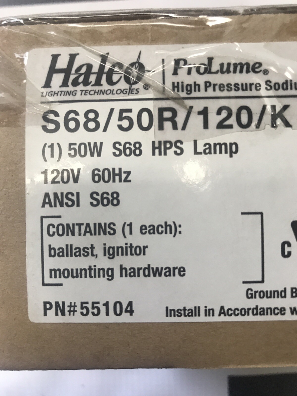 Halco High Pressure Sodium Ballast Kit 120V S68/50R/120/K S68 HPS Lamp