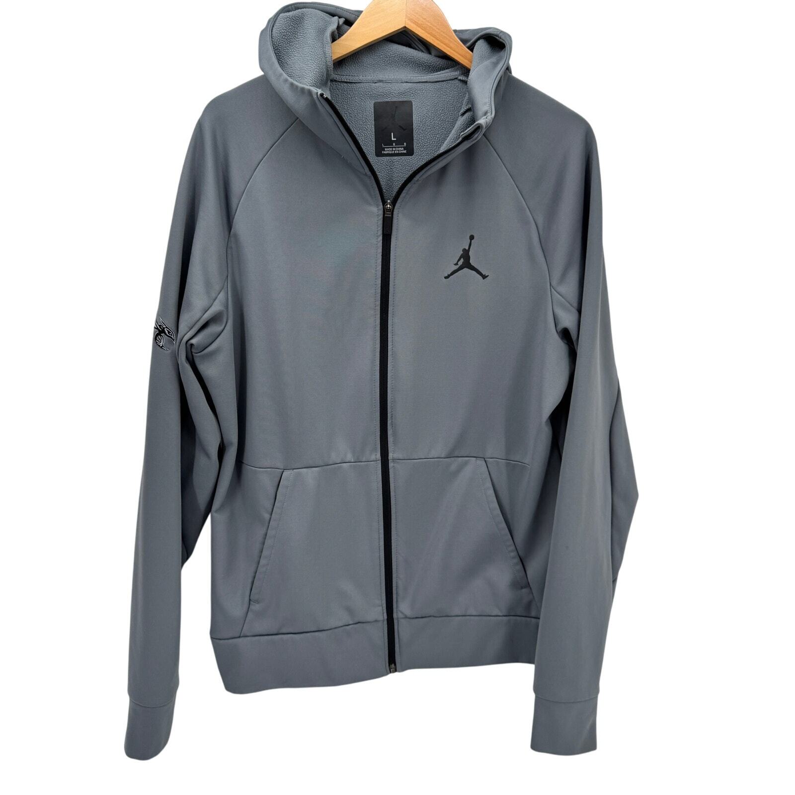 Charlotte Hornets Jacket Mens Large Gray Full Zip Hooded Air Jordan Jumpman NBA