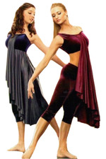 Lot of 3 The Edge BLUE Child Large Dance Costume Crop Top w/Drape Capri Pants