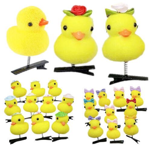 10Pcs Spring Hair Clip Fashion Children Bow Little Yellow Duck Animal Hairpin