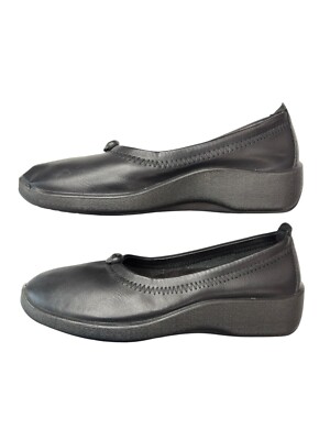 Patrizia By Spring Step Black Vegan Leather Ballet Flat Comfort Shoe Sz 39  8.5