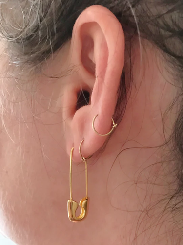 Gold - Safety Pin Earrings for Women Paper Clip Earrings, Woman's Fashion - Picture 3 of 7