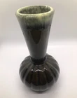 Vintage Hull Green/Brown Drip Glaze Pottery Bud Vase