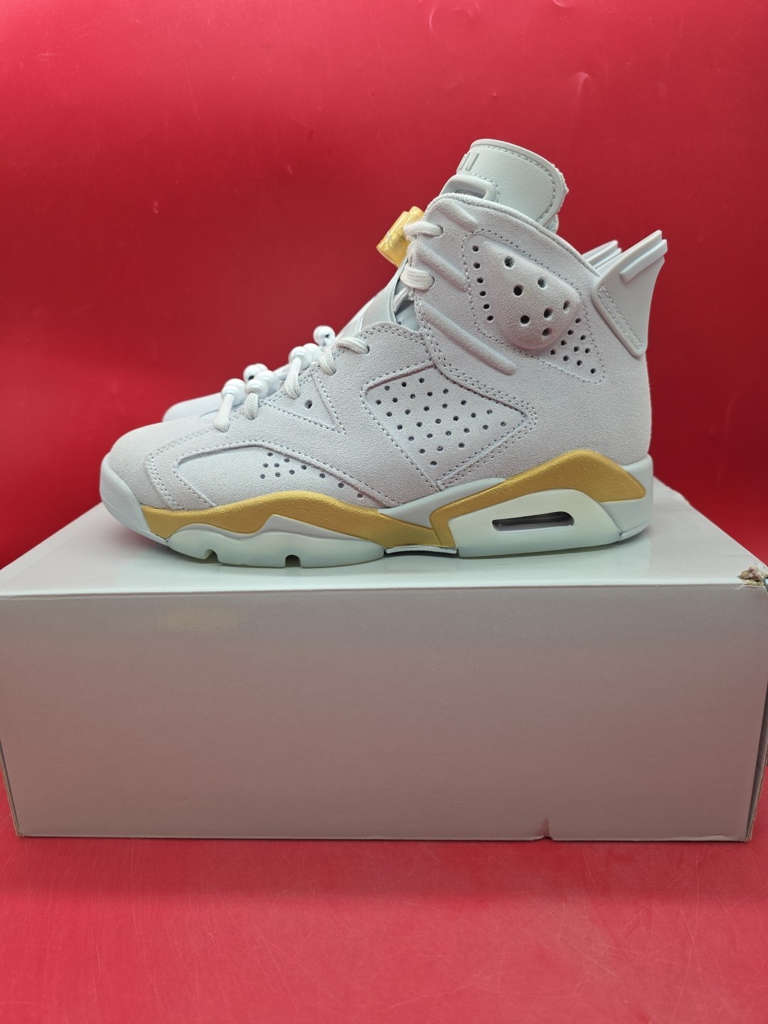 Jordan 6 Retro Women's Size 6.5 Grey Gold iced Suede Shoes DQ4914 074 thumbnail 3