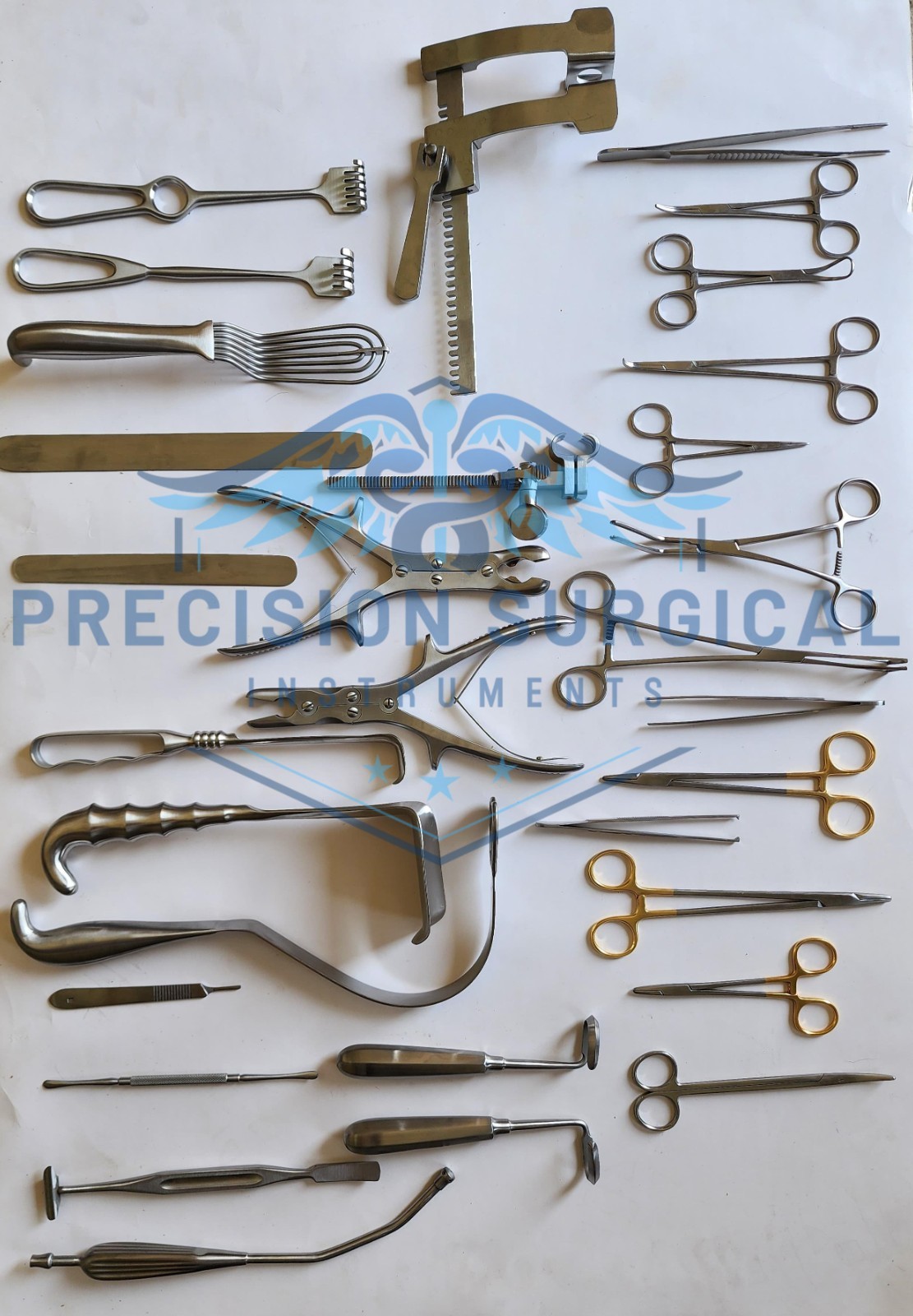 Juego de 35 instrumentos quirúrgicos de toracotomía abierta