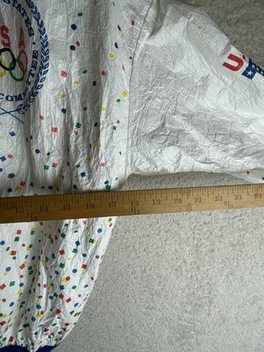Chaqueta cortavientos de bombardero Confetti Tyvek 1988 del equipo olímpico de Estados Unidos talla pequeña - Imagen 9 de 11