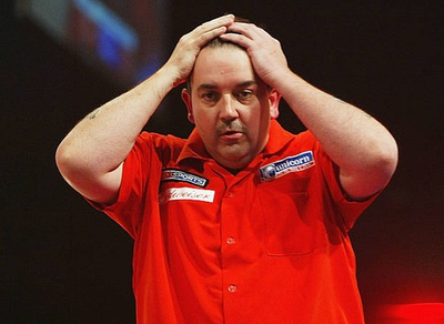 #ad #ad Phil Taylor feels the pressure as he throws against Wayne Mardle a Old Photo AU $9.00