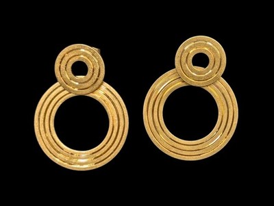 Madewell Etched Interlock Earrings Gold Plated Brass Open Circles Dangle 