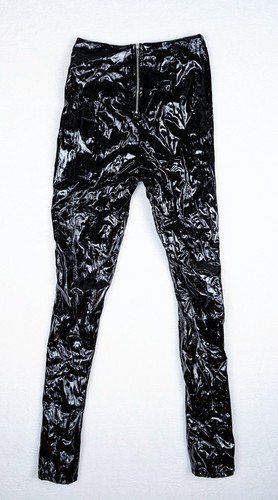 Pantalone FASHION NOVA donna taglia small nero vinile vita alta chiusura zip