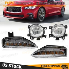 4PCS LED Bumper Fog Lamp Turn Signal Light For 2014-2020 Infiniti Q50 Q50S Sport