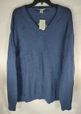 $85 Daniel Cremieux Men's XXL 2X Sweater V Neck Supima Cotton Indigo Blue NWT