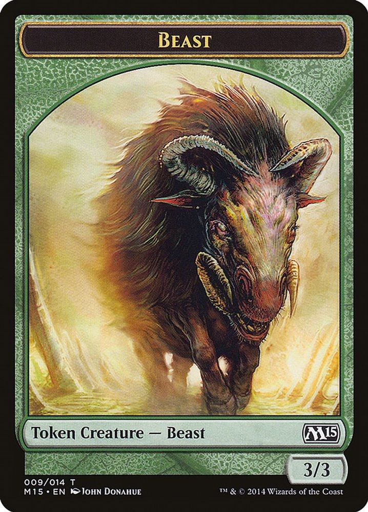 2014 Magic: The Gathering: M15 - Beast Token Green (#9, T, Lightly Played)