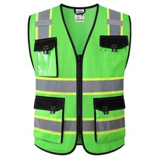 JKSafety Safety Vest for Men Women Hi Vis Reflective Vest JK220 Green Large