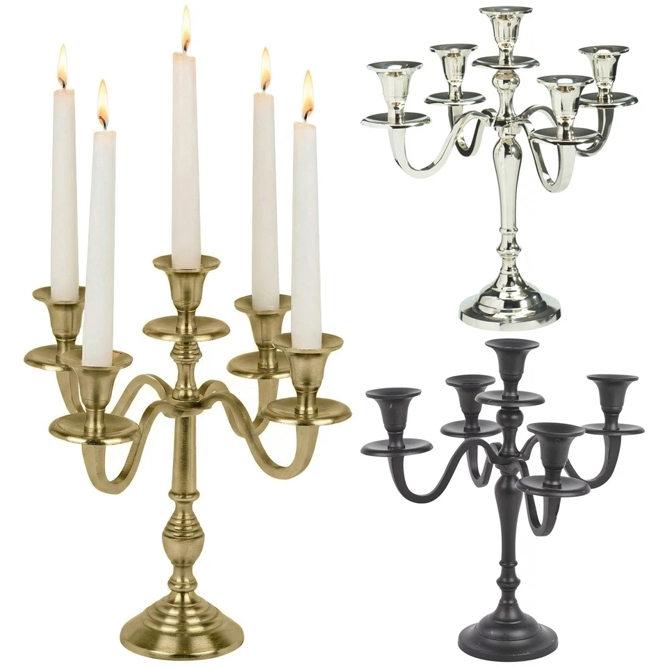 URBNLIVING 5 Arm Metal Candle Holder Stand Vintage Candelabra Centrepiece Home Decor 30cm