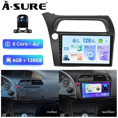 6+128G Android 15 Autoradio Carplay Kam Für Honda Civic VIII Hatchback 2006-2011