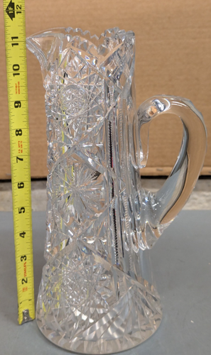 Antique American Brilliant Cut Clear Glass 11" Tall Juice Milk Pitcher NO CHIPS - Picture 17 of 20