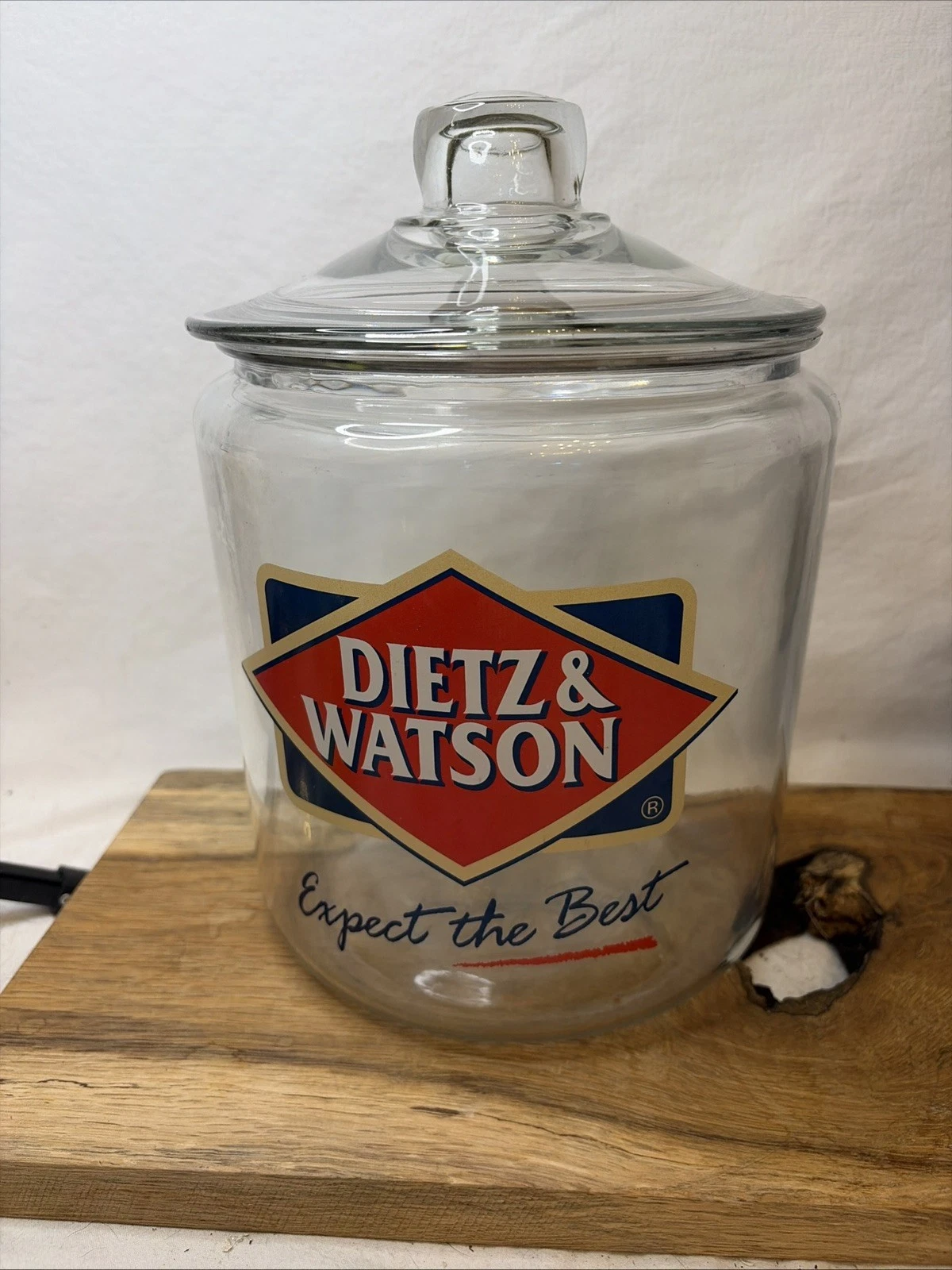 Deli Counter 2 gallon glass Dietz & Watson display jar w/out rubber seal