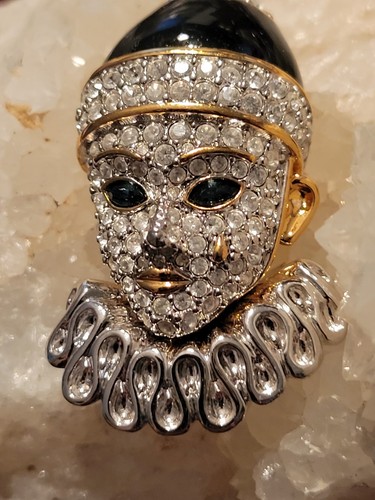Vintage Swarovski Pave Rhinestone Pierrot Clown Brooch Retired - Imagen 3 de 13
